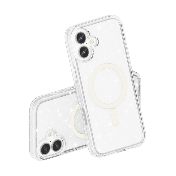 Case for iPhone 17, for MagSafe, glitter, transparent