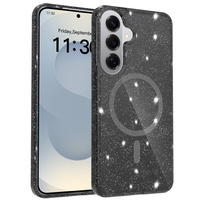Glitter case, for MagSafe for Samsung Galaxy S26 Plus, transparent/black