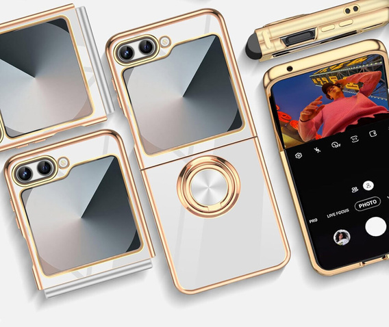 Case for Samsung Galaxy Z Flip7 FE / Z Flip6, Electro Ring, white
