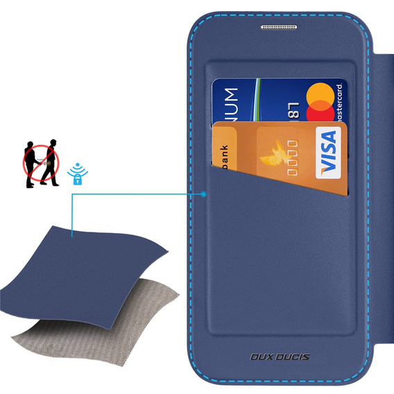 Dux Ducis case for iPhone 17 Pro, Skin X Pro, with flap, for MagSafe, navy blue