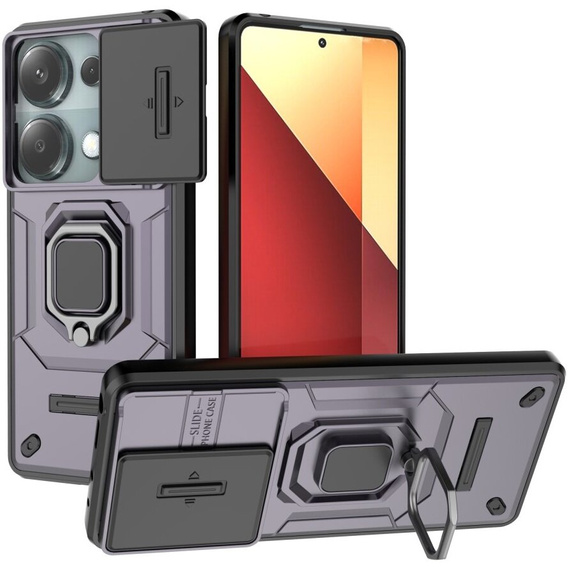 Case for Xiaomi Redmi Note 13 Pro 4G / Xiaomi Redmi Note 14S / Xiaomi Poco M6 Pro 4G, KickStand Camera Lens, purple