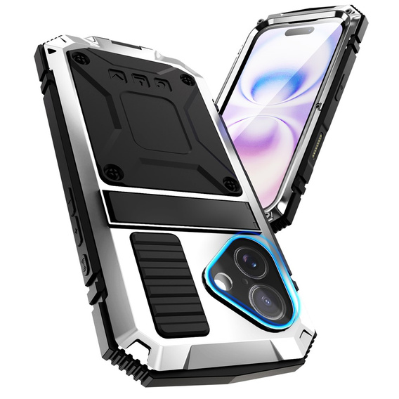 R-JUST case with stand and built-in glass for iPhone 17