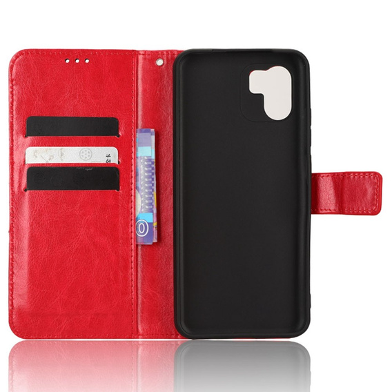 Flip case for Xiaomi Redmi A1 4G / A2 4G, Crazy Horse Wallet, red