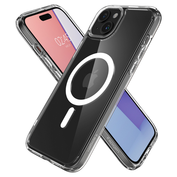 Spigen MagSafe Case for iPhone 15, Ultra Hybrid, transparent / white + 9H Tempered Glass