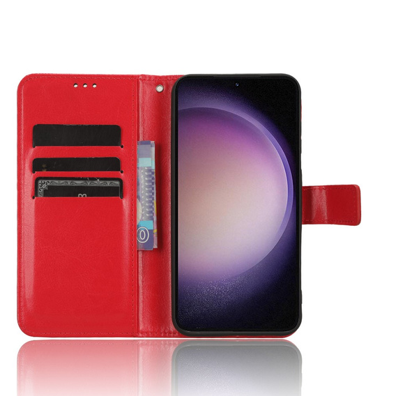 Flip case for Samsung Galaxy S23 FE, Crazy Horse Wallet, red