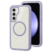 Case with frame for Samsung Galaxy S23 FE, for MagSafe, transparent / purple