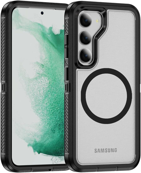 Case with frame for Samsung Galaxy S23 FE, for MagSafe, transparent / black