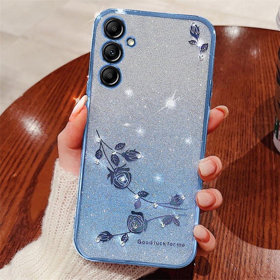 Case for Samsung Galaxy A55 5G, Glitter Flower, pink rose gold