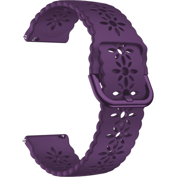Silicone strap for 20mm Soft Hollowed-out, Dark Purple