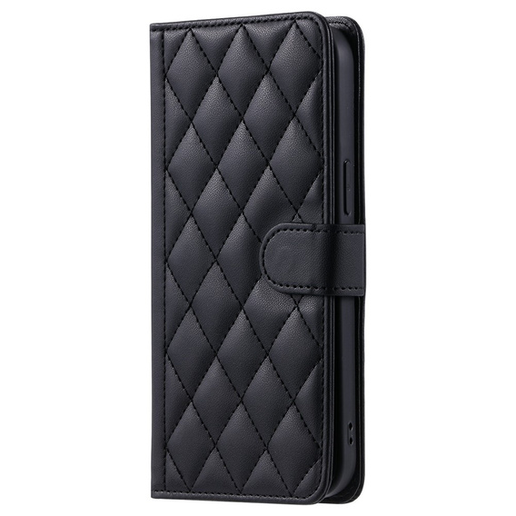 Flip case for Samsung Galaxy S25 FE, Rhombus Crossbody Leather, black