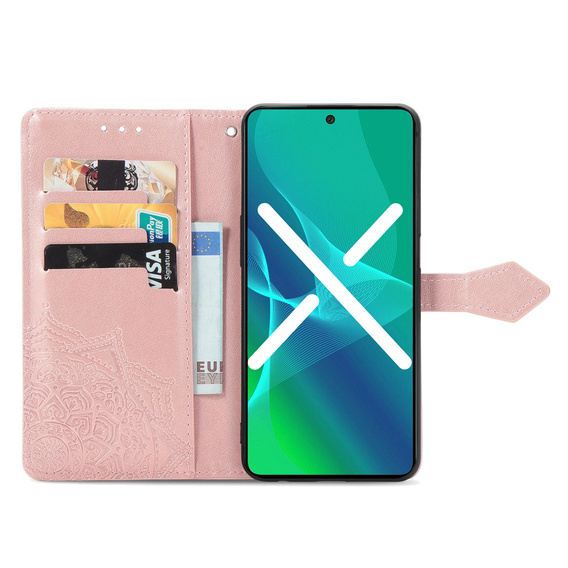 Flip case for Infinix Note 30 Pro 4G, Mandala, pink rose gold