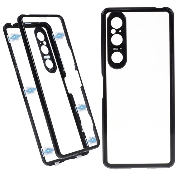 Case for Sony Xperia 1 V, Magnetic Dual Glass, black