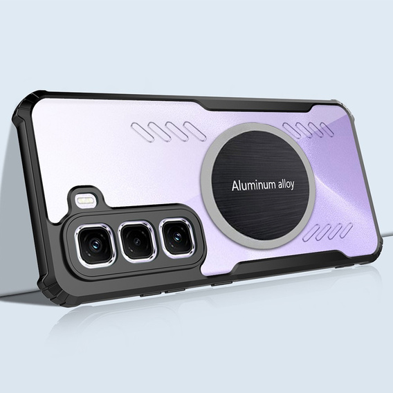 Case for Infinix Hot 50 Pro+ 4G, with magnetic sheet, transparent / black
