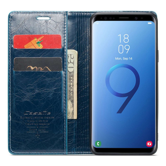 CASEME flip case for Samsung Galaxy S9+ Plus, Waxy Textublue, blue