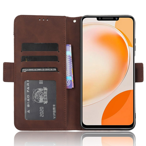 Flip case for Huawei Nova Y91 4G, Card Slot, brown