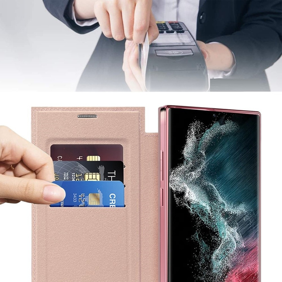 Flip case for Samsung Galaxy S22 Ultra 5G, RFID Wallet MagSafe CamShield, pink