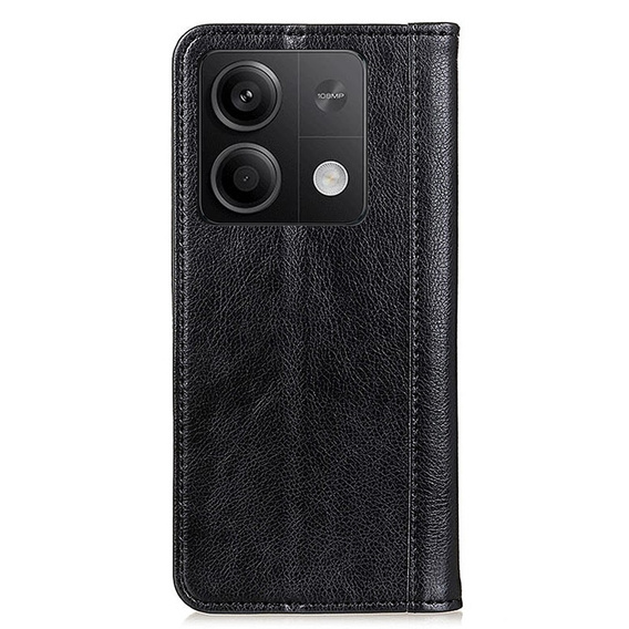 Case for Xiaomi Redmi Note 13 5G, Wallet Litchi Leather, black
