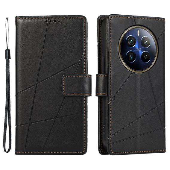 Case with flap for Realme 12 Pro 5G / 12 Pro+ 5G, Leather Line Wallet, black
