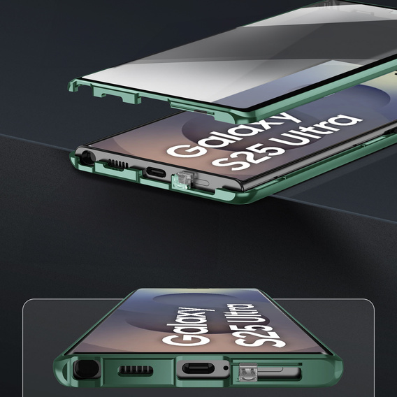Magnetic Dual Glass MagSafe case for Samsung Galaxy S25 Ultra, green