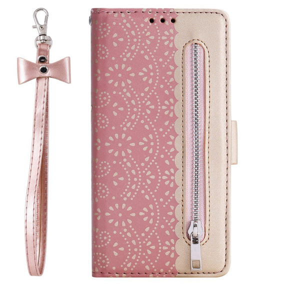 Flip case for Samsung Galaxy S20 FE/5G, Wallet Pocket Zipper Lace, pink