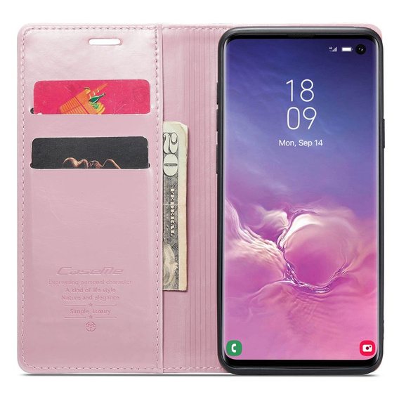 CASEME flip case for Samsung Galaxy S10+ Plus, Waxy Textupink, pink