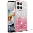 Case for Motorola Moto G56 5G, Glitter Flower, pink rose gold