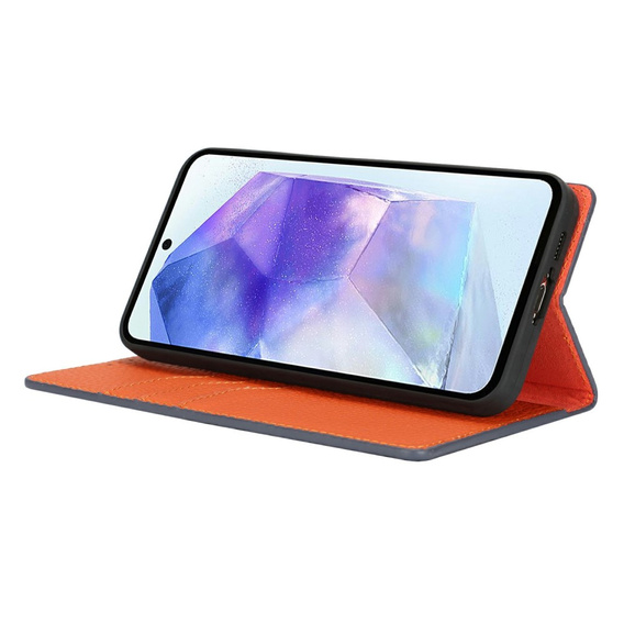 Flip case for Samsung Galaxy S25, Litchi Skin Grain, dark blue