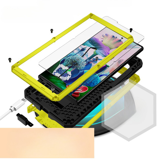 Armored case for Samsung Galaxy S23 Ultra, R-JUST CamShield Slide, yellow