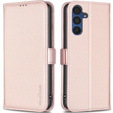 Flip case for Samsung Galaxy A15, BINFEN Wallet, rose gold + 9H glass