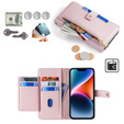 Flip case for iPhone 14, Wallet Zipper Pocket, pink