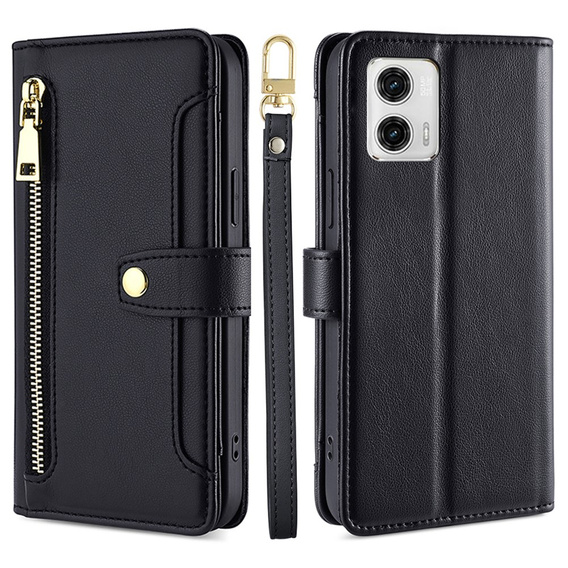Flip case for Motorola Moto G73 5G, Wallet Zipper Pocket, black