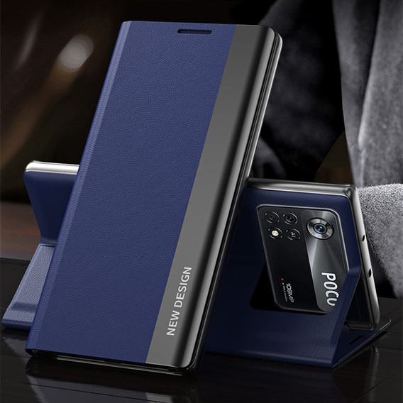 Flip case for Xiaomi Poco M4 Pro 4G, Side Magnetic, dark blue
