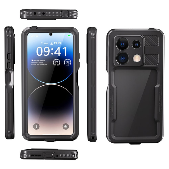 IP68 Waterproof Case for Xiaomi Redmi Note 13 Pro 5G, Redpepper, black