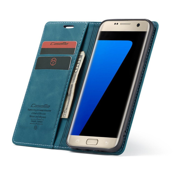 CASEME case for Samsung Galaxy S7 Edge, Leather Wallet Case, blue