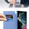 Flip case for Samsung Galaxy S22 Ultra 5G, RFID Wallet MagSafe CamShield, blue