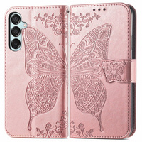 Flip case for Samsung Galaxy M15 5G, Butterfly, pink rose gold