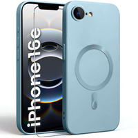 Case for iPhone 16E, ColorMag, for MagSafe, blue + 9H tempered glass