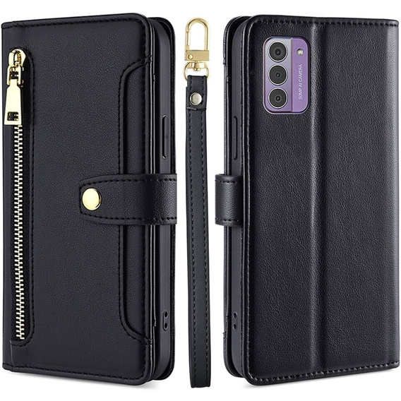 Flip case for Nokia G42, Wallet Zipper Pocket, black