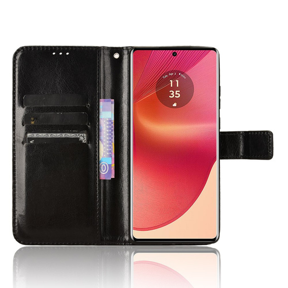 Flip case for Motorola Edge 50 Fusion 5G, Crazy Horse Wallet, black