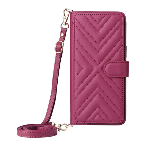 Crossbody Leather Wallet flip case for Oppo Reno 13 5G, maroon