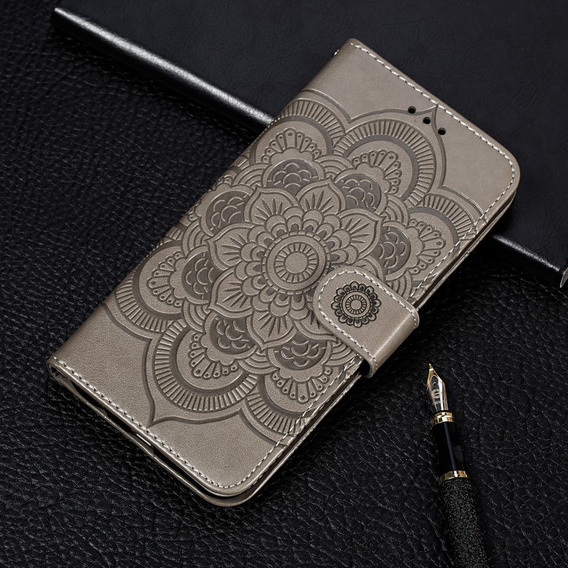 Flip case for Xiaomi Redmi Note 9s/ 9 Pro, Mandala Flower, grey