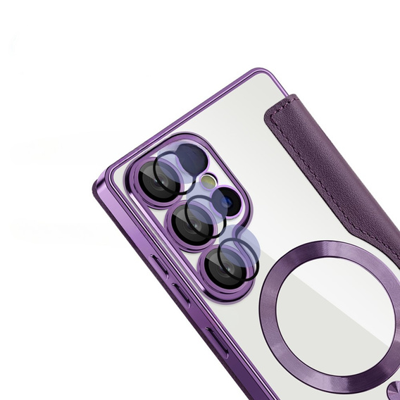 Flip case for Samsung Galaxy S25 Ultra, RFID Wallet MagSafe CamShield, purple