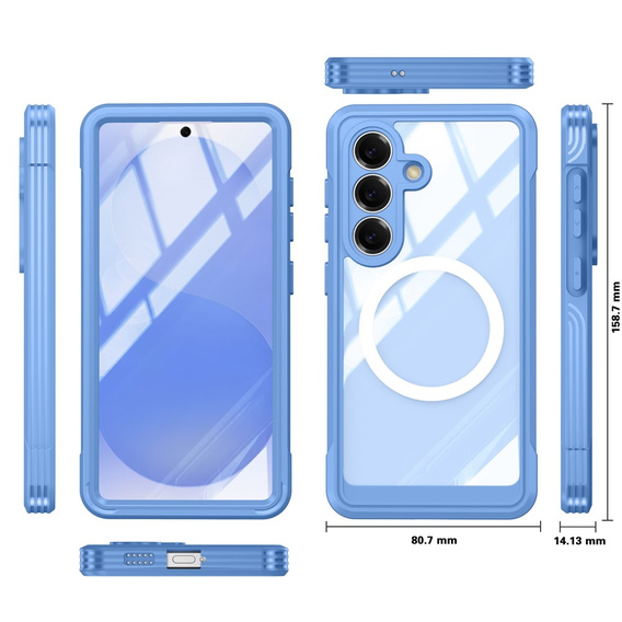 Shockproof case with glass, for MagSafe for Samsung Galaxy S26 Plus, blue