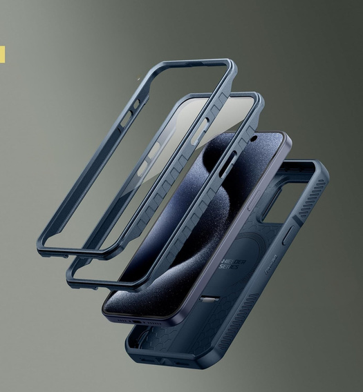 Armored case for iPhone 15 Pro Max, Dexnor CamProtect MagSafe, dark blue (Two frames)