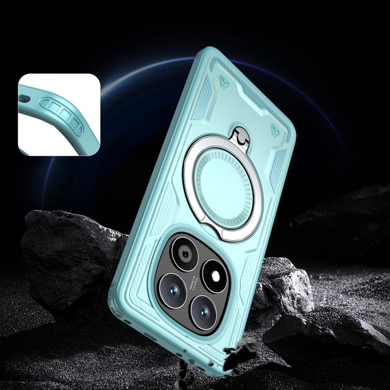 Case for Xiaomi Redmi Note 14 Pro 5G /  Poco X7 5G, Military MagSafe, blue + 9H glass