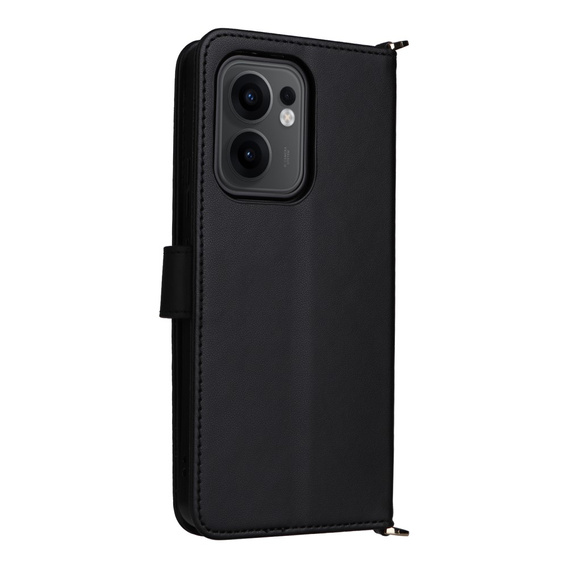 Crossbody Leather Wallet flip case for Oppo Reno 13F 5G, black