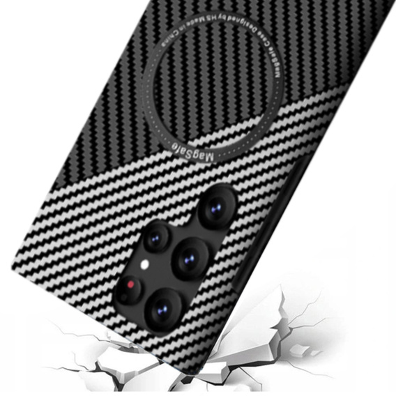 Case for Samsung Galaxy S22 Ultra, Magsafe Slim Carbon, black / grey