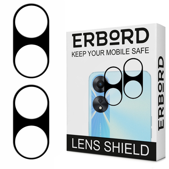 2x ERBORD tempered glass for camera to Oppo A78 5G, black