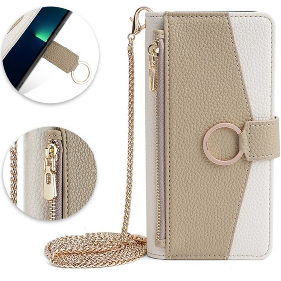 Flip case for iPhone 7 / 8 / SE (2020) / SE (2022), Wallet Zipper Pocket, with mirror, white