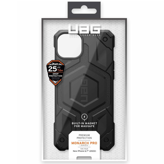 Urban Armor Gear Case for iPhone 14 Plus, Monarch MagSafe Kevlar, black